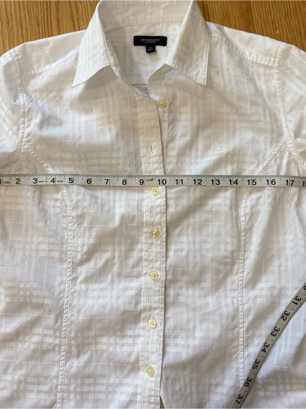 Burberry London White Jacquard Nova Check Button Up Shirt Medium - Picture 11 of 12